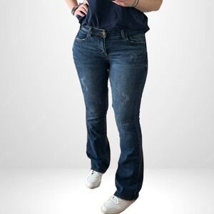 Distressed Bootcut Blue Jeans